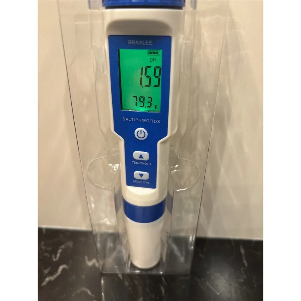 Braxlee PoolMeter Digitally Tests Salt and PH Levels Swimming Pools & Spas New